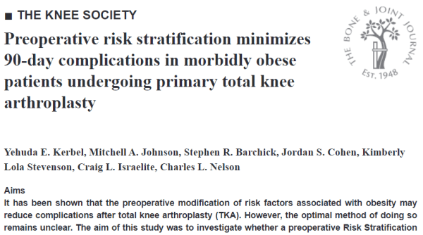 La estratificación del riesgo preoperatorio minimiza las complicaciones de 90 días en pacientes con obesidad mórbida que se someten a una artroplastia total de rodilla primaria